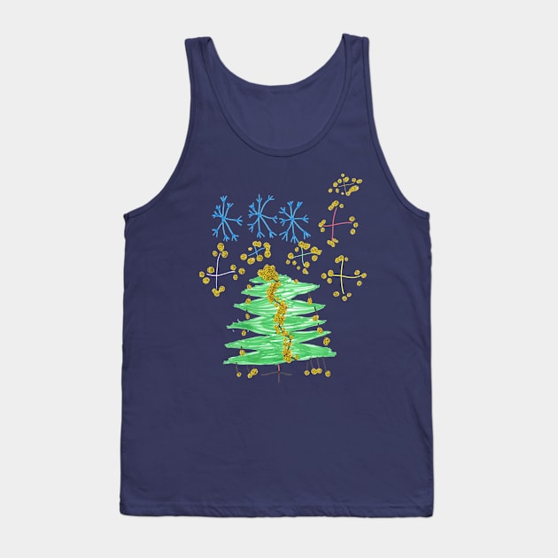 Christmas Tree with snowflakes and fireworks Tank Top by SensaWonder